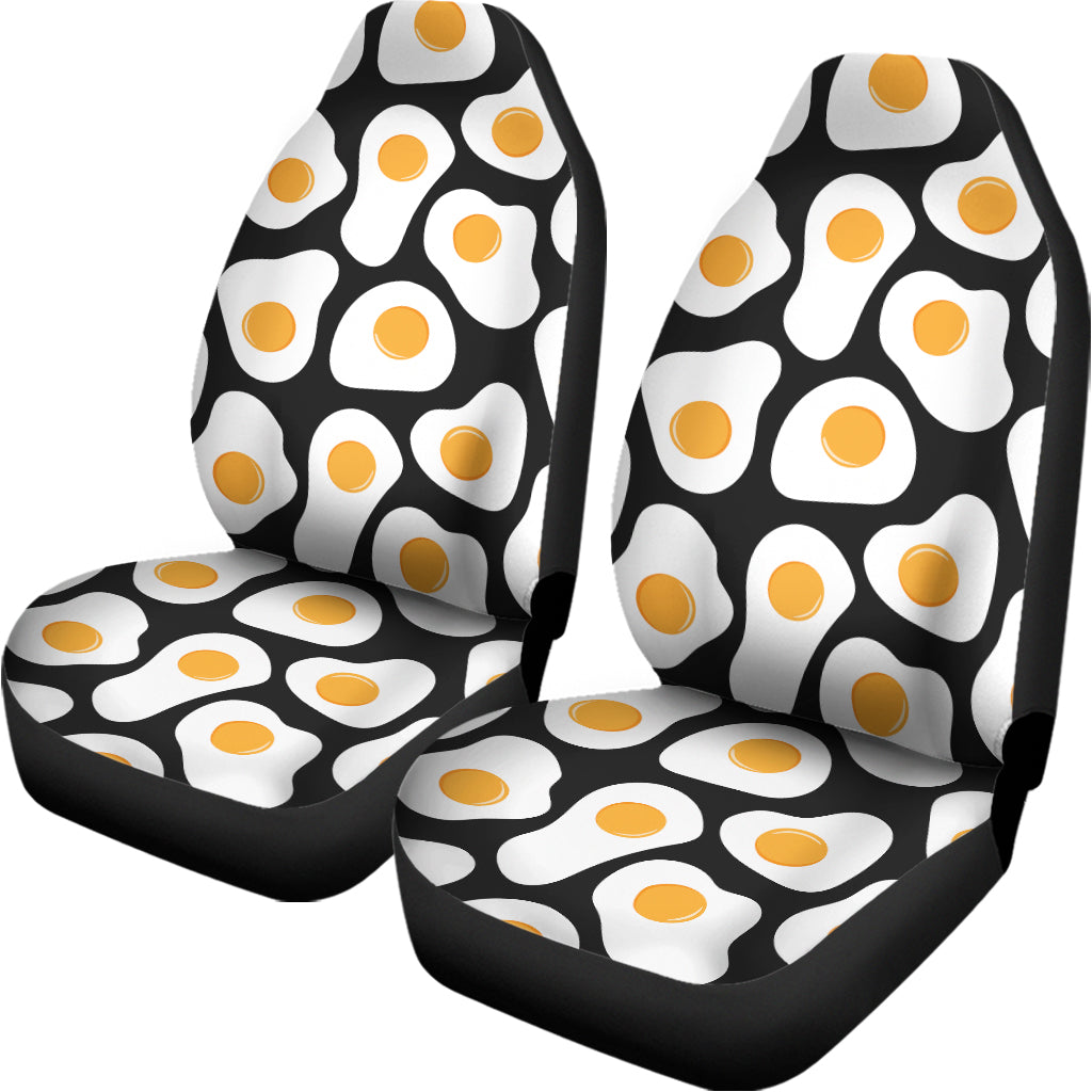 Black Fried Eggs Pattern Print Universal Fit Car Seat Covers