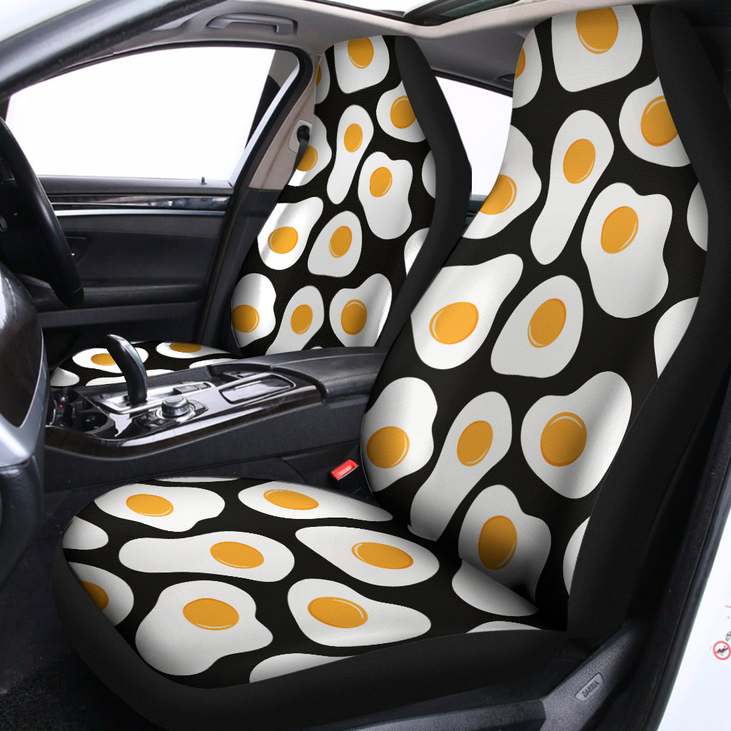 Black Fried Eggs Pattern Print Universal Fit Car Seat Covers