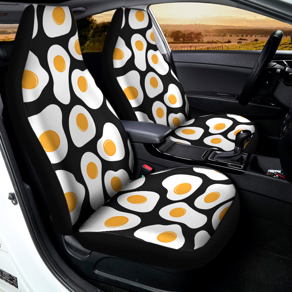 Black Fried Eggs Pattern Print Universal Fit Car Seat Covers