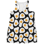 Black Fried Eggs Pattern Print Women's Racerback Tank Top