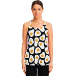 Black Fried Eggs Pattern Print Women's Racerback Tank Top