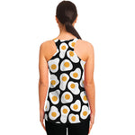 Black Fried Eggs Pattern Print Women's Racerback Tank Top