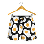 Black Fried Eggs Pattern Print Women's Shorts
