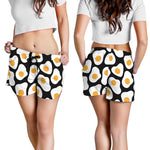 Black Fried Eggs Pattern Print Women's Shorts