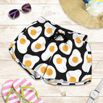 Black Fried Eggs Pattern Print Women's Shorts