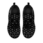 Black Geometric Cube Shape Pattern Print Black Sneakers