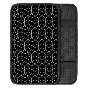 Black Geometric Cube Shape Pattern Print Car Center Console Cover