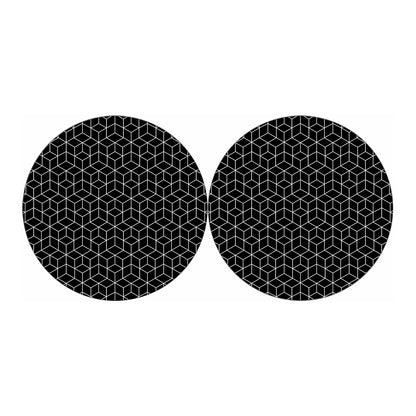 Black Geometric Cube Shape Pattern Print Car Coasters