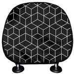 Black Geometric Cube Shape Pattern Print Car Headrest Covers