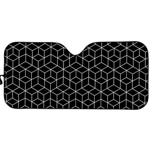 Black Geometric Cube Shape Pattern Print Car Sun Shade