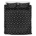 Black Geometric Cube Shape Pattern Print Duvet Cover Bedding Set
