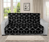 Black Geometric Cube Shape Pattern Print Futon Protector