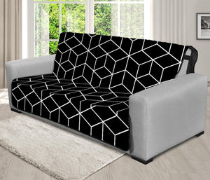 Black Geometric Cube Shape Pattern Print Futon Protector