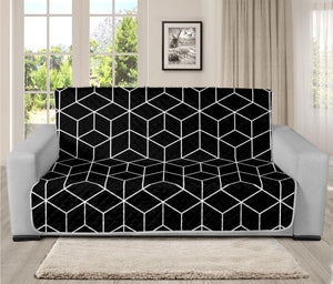 Black Geometric Cube Shape Pattern Print Futon Protector