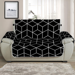 Black Geometric Cube Shape Pattern Print Half Sofa Protector