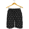 Black Geometric Cube Shape Pattern Print Men's Shorts