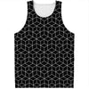 Black Geometric Cube Shape Pattern Print Men's Tank Top