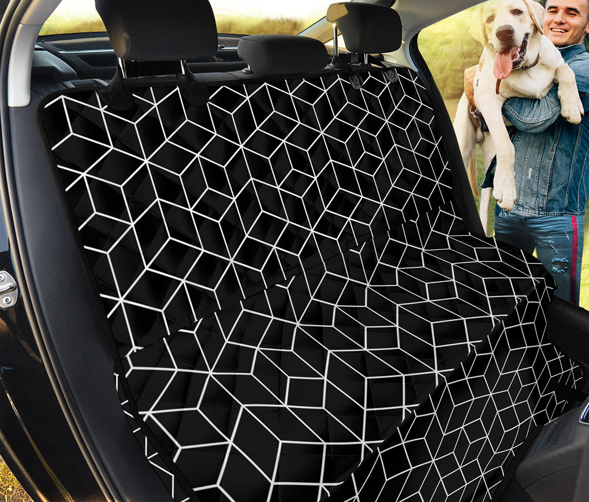 Black Geometric Cube Shape Pattern Print Pet Car Back Seat Cover