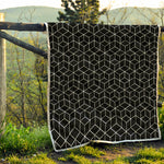 Black Geometric Cube Shape Pattern Print Quilt