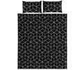 Black Geometric Cube Shape Pattern Print Quilt Bed Set