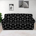 Black Geometric Cube Shape Pattern Print Sofa Cover