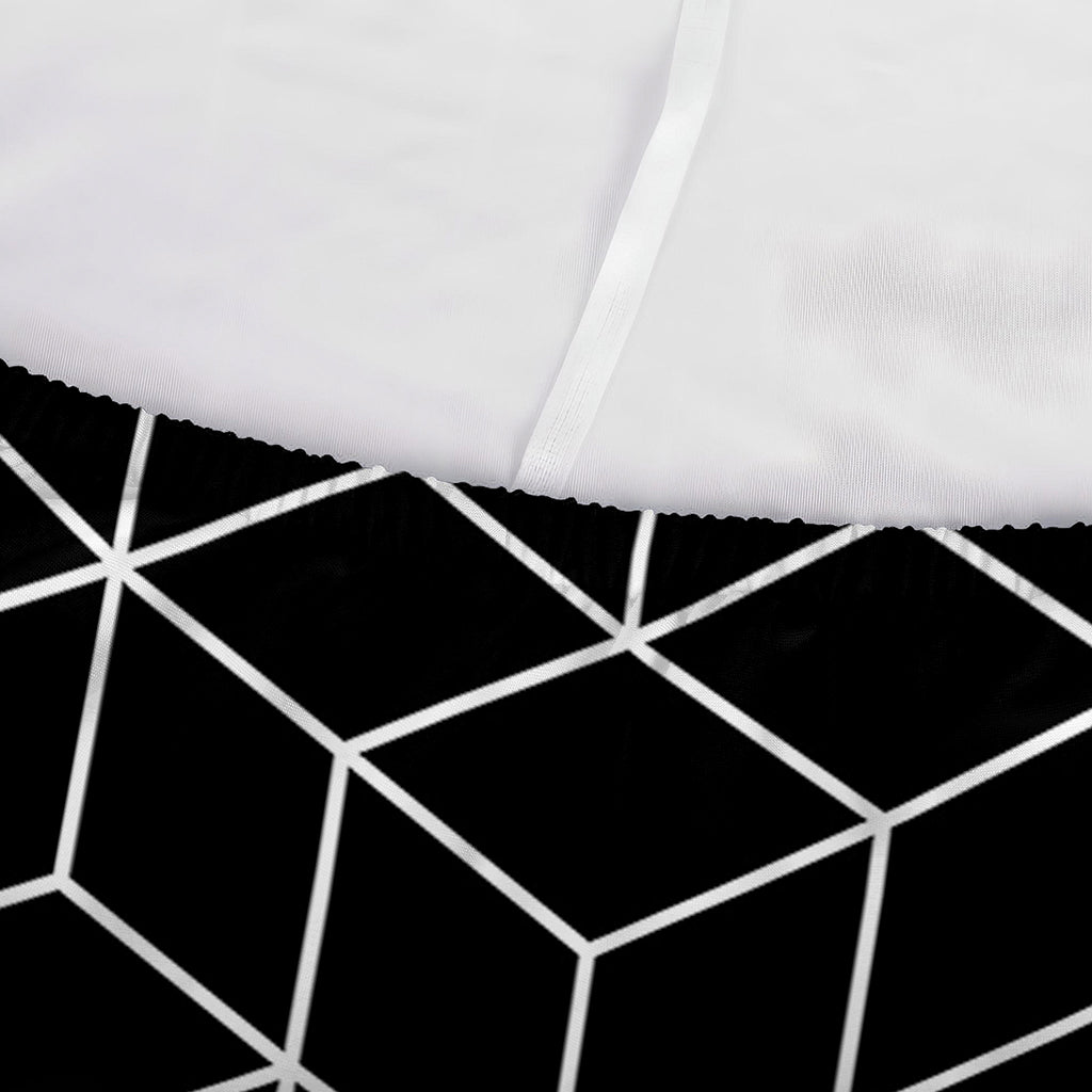 Black Geometric Cube Shape Pattern Print Sofa Cover