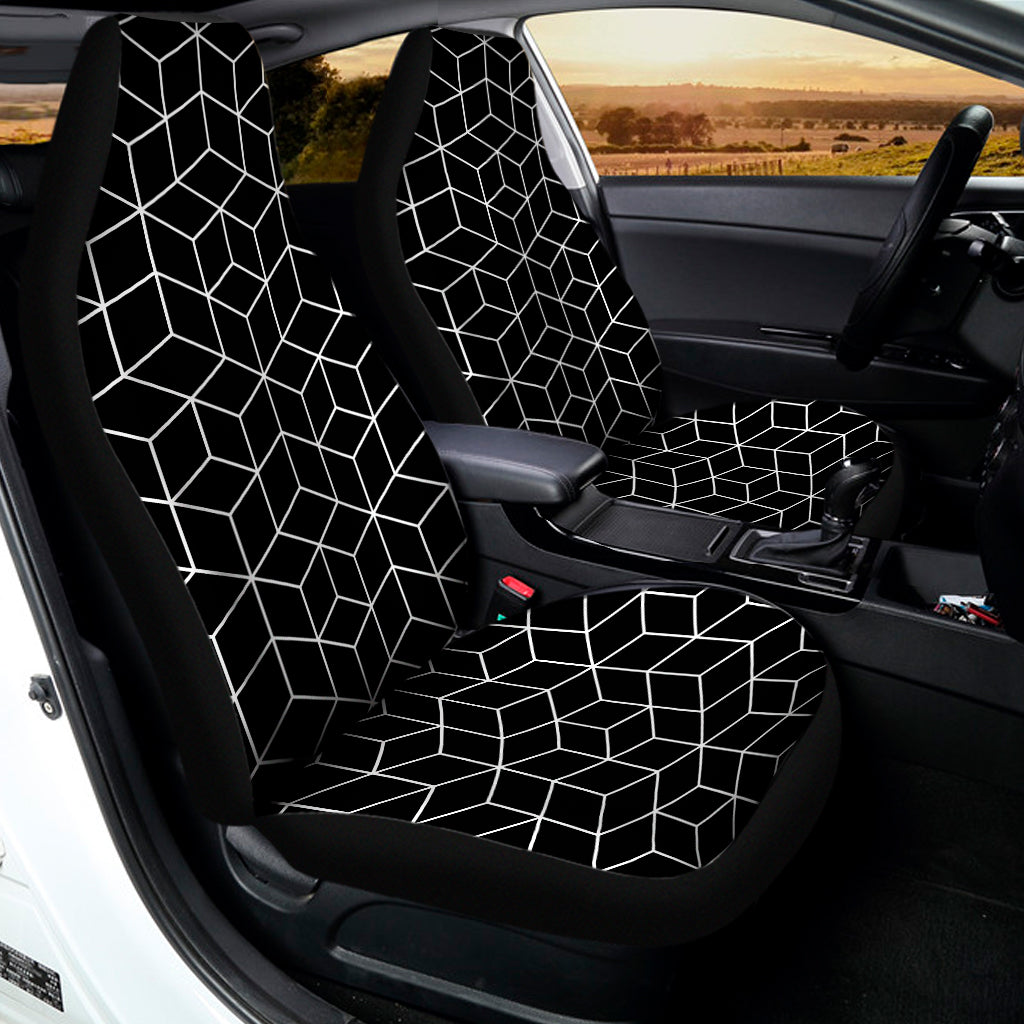 Black Geometric Cube Shape Pattern Print Universal Fit Car Seat Covers