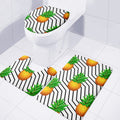 Black Geometric Pineapple Pattern Print 3 Piece Bath Mat Set