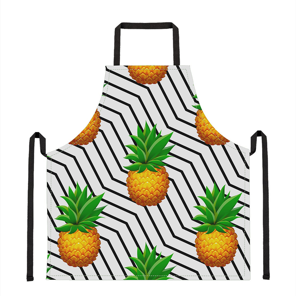 Black Geometric Pineapple Pattern Print Apron