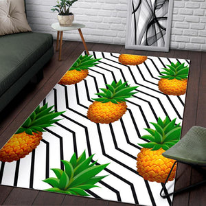 Black Geometric Pineapple Pattern Print Area Rug GearFrost