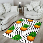 Black Geometric Pineapple Pattern Print Area Rug GearFrost