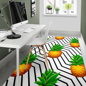 Black Geometric Pineapple Pattern Print Area Rug GearFrost