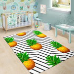 Black Geometric Pineapple Pattern Print Area Rug GearFrost