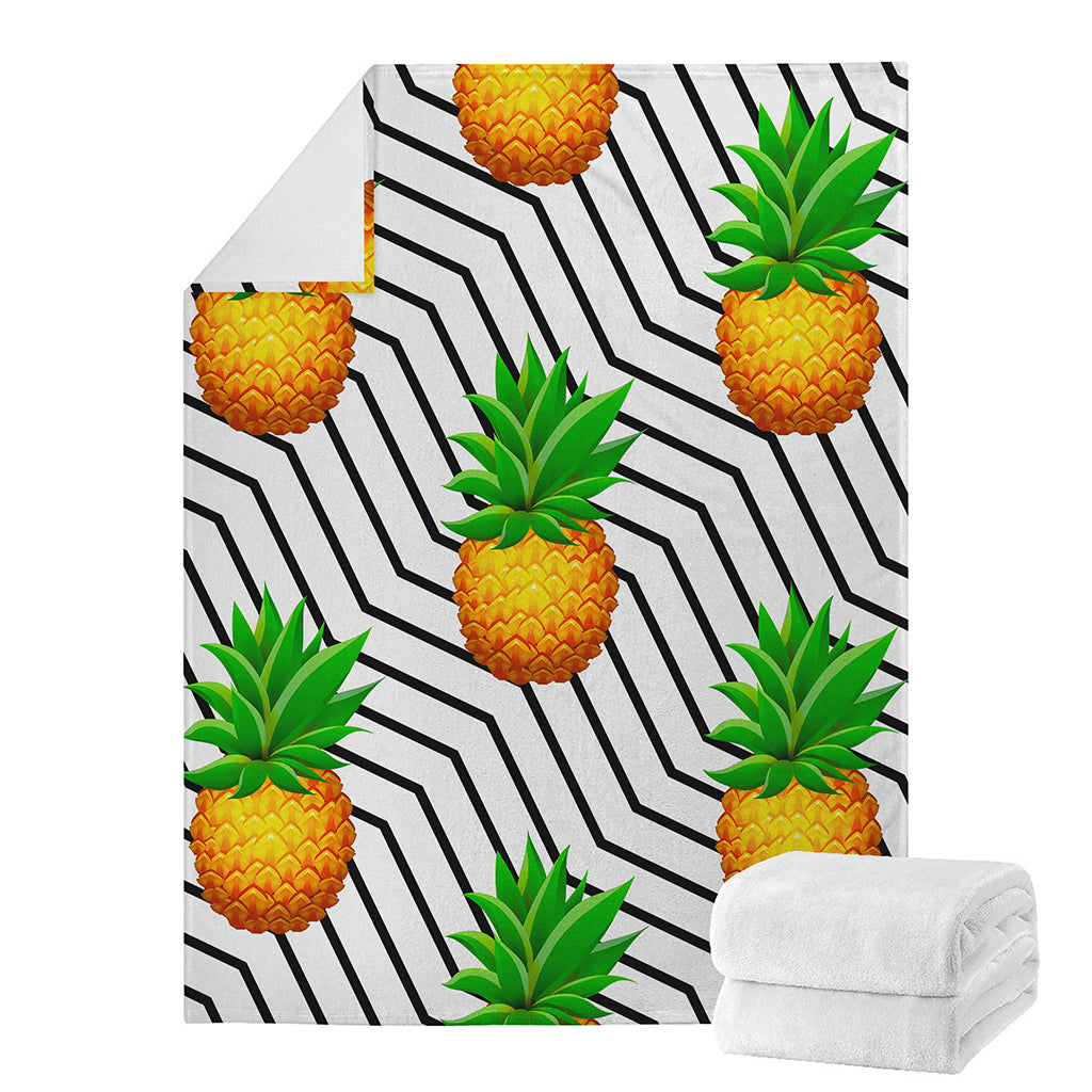 Black Geometric Pineapple Pattern Print Blanket