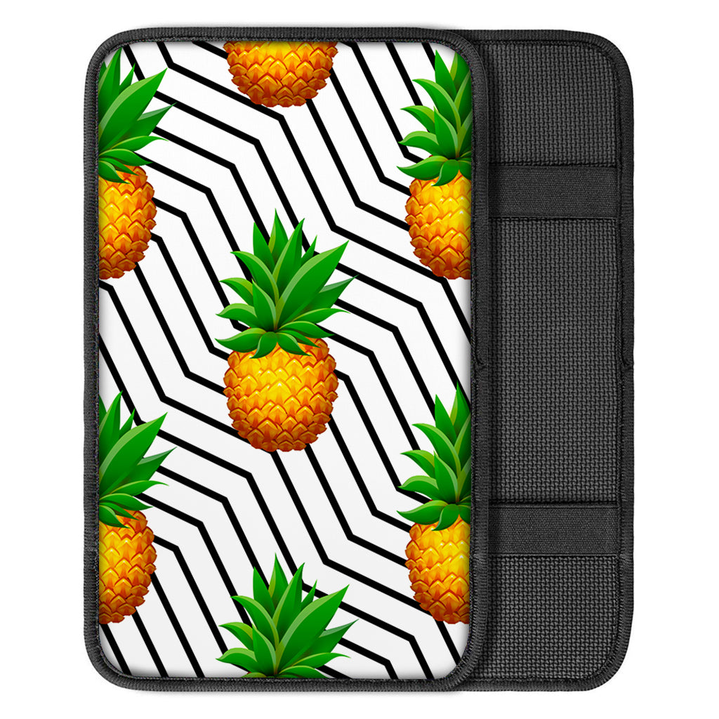 Black Geometric Pineapple Pattern Print Car Center Console Cover