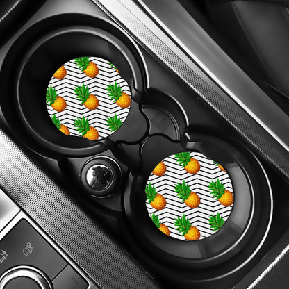 Black Geometric Pineapple Pattern Print Car Coasters