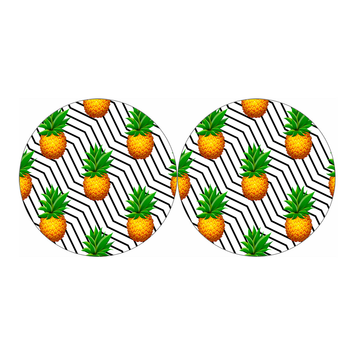 Black Geometric Pineapple Pattern Print Car Coasters