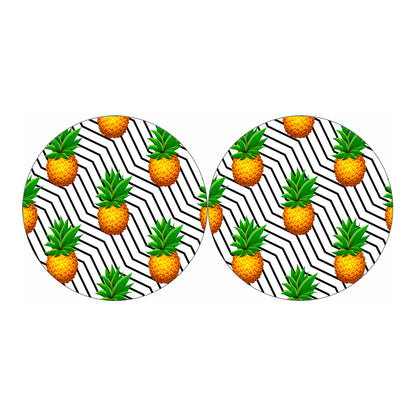 Black Geometric Pineapple Pattern Print Car Coasters