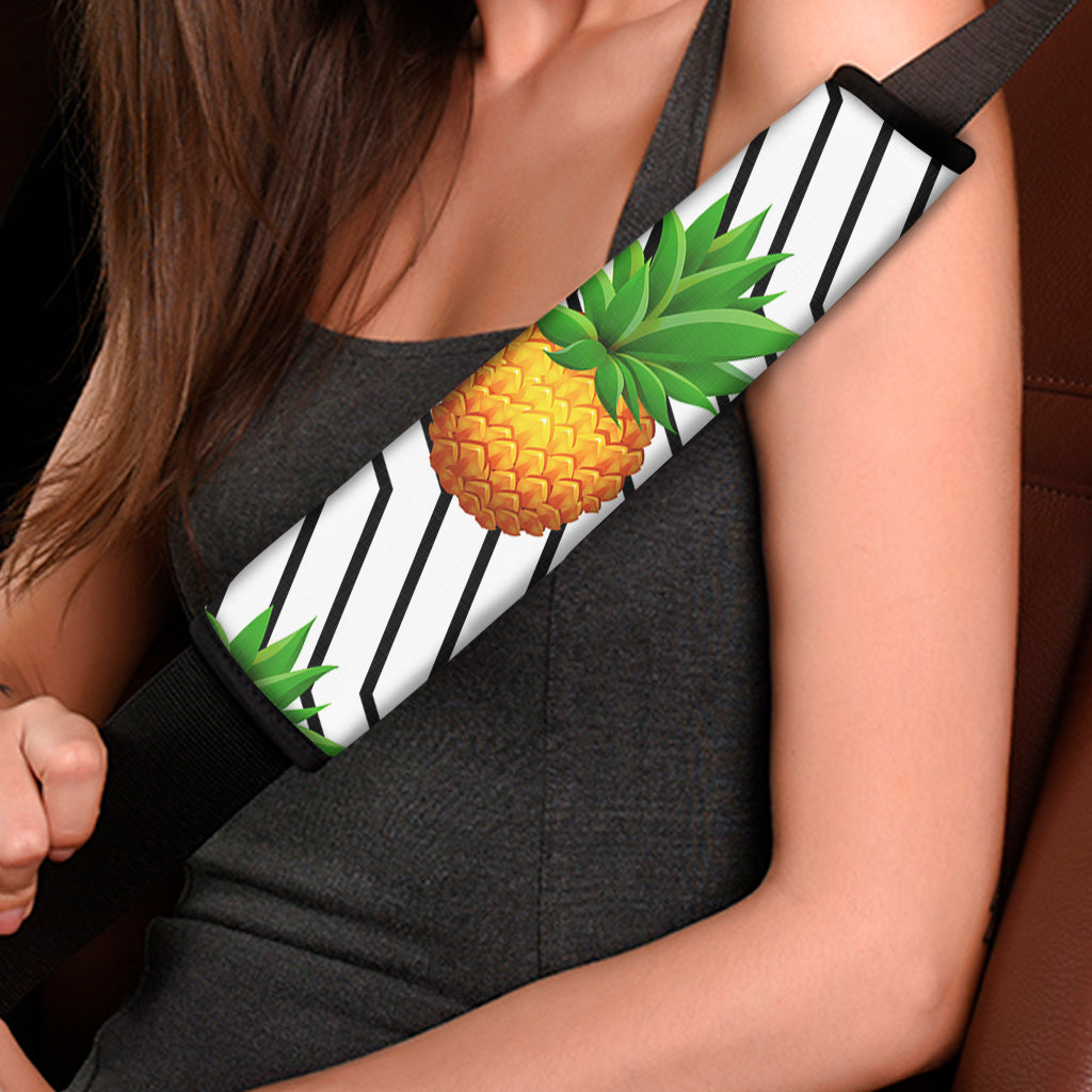 Black Geometric Pineapple Pattern Print Car Seat Belt Covers