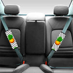 Black Geometric Pineapple Pattern Print Car Seat Belt Covers