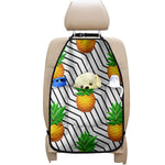 Black Geometric Pineapple Pattern Print Car Seat Organizers