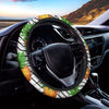 Black Geometric Pineapple Pattern Print Car Steering Wheel Cover