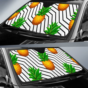 Black Geometric Pineapple Pattern Print Car Sun Shade GearFrost