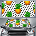 Black Geometric Pineapple Pattern Print Car Sun Shade GearFrost