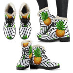 Black Geometric Pineapple Pattern Print Comfy Boots GearFrost