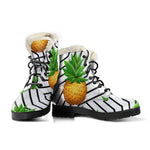 Black Geometric Pineapple Pattern Print Comfy Boots GearFrost