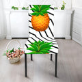 Black Geometric Pineapple Pattern Print Dining Chair Slipcover