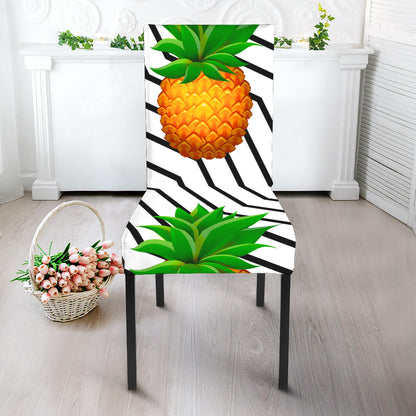 Black Geometric Pineapple Pattern Print Dining Chair Slipcover