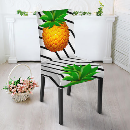 Black Geometric Pineapple Pattern Print Dining Chair Slipcover