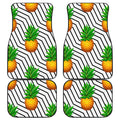 Black Geometric Pineapple Pattern Print Front and Back Car Floor Mats
